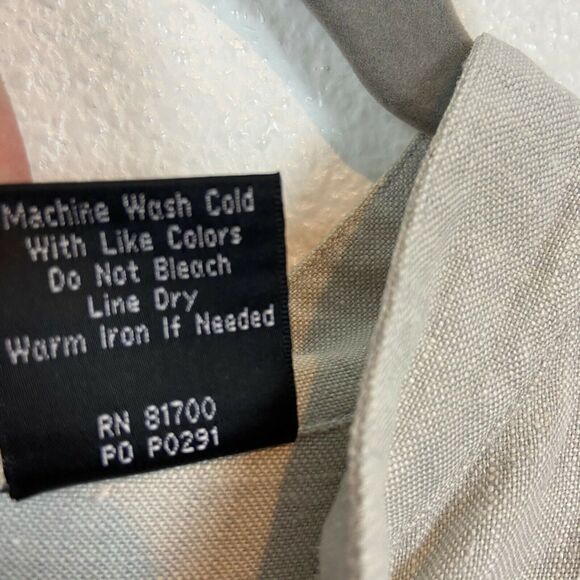 Linen Casual Shirt Jacket SZ M Vintage Crossing Point Band Collar Retro Tan - Picture 5 of 12